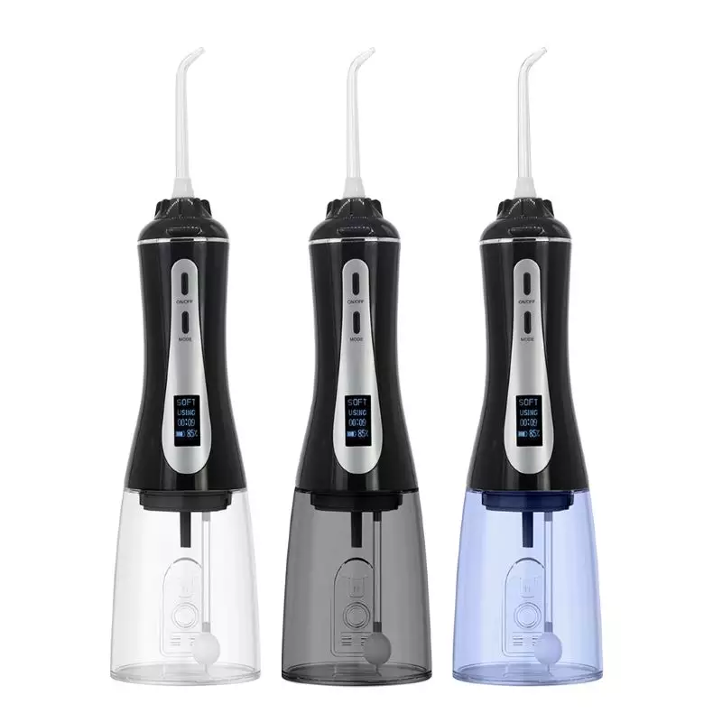 Irigator oral cu afișaj OLED portabil, cu apă, fără fir, de 350 ml, cu 5 moduri de presiune