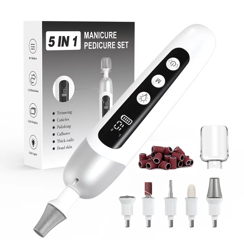 Kit profesional de manichiură pedichiură Set pile electrice de unghii fără fir Mașină de găurit unghii